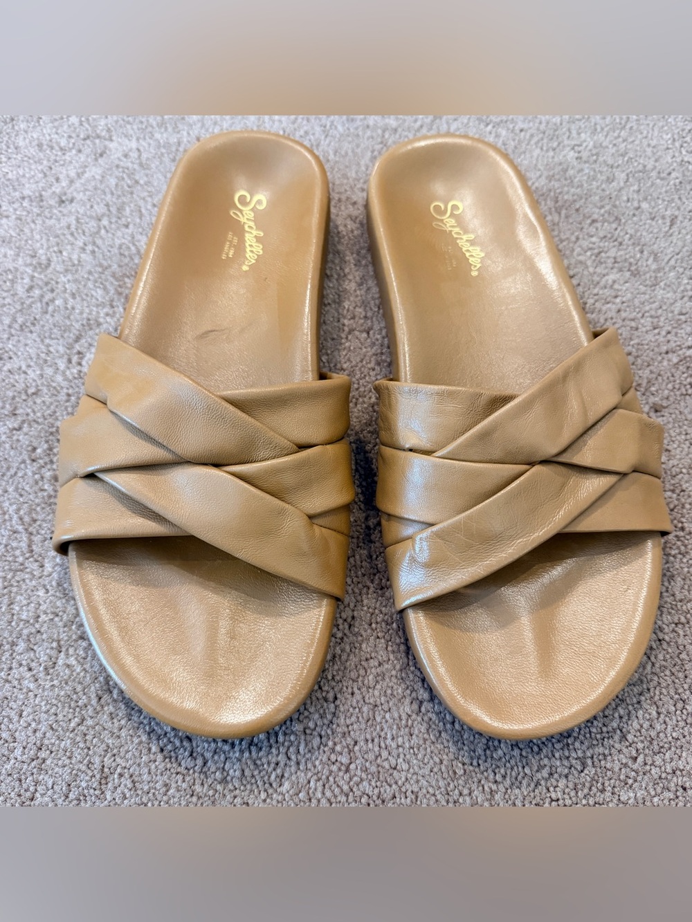 Seychelles Braided Tan Slide Sandals